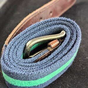 Men’s Blue & Green Stripe Belt – Leather & Woven Canvas by American Eagle Outfit